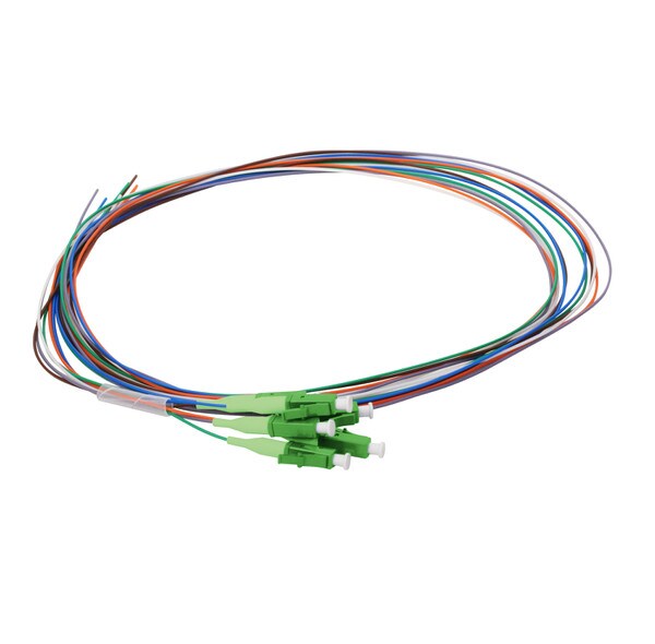 6 Fiber Pigtail, LC/APC, 900 µm, 9 µm OS2, 1m